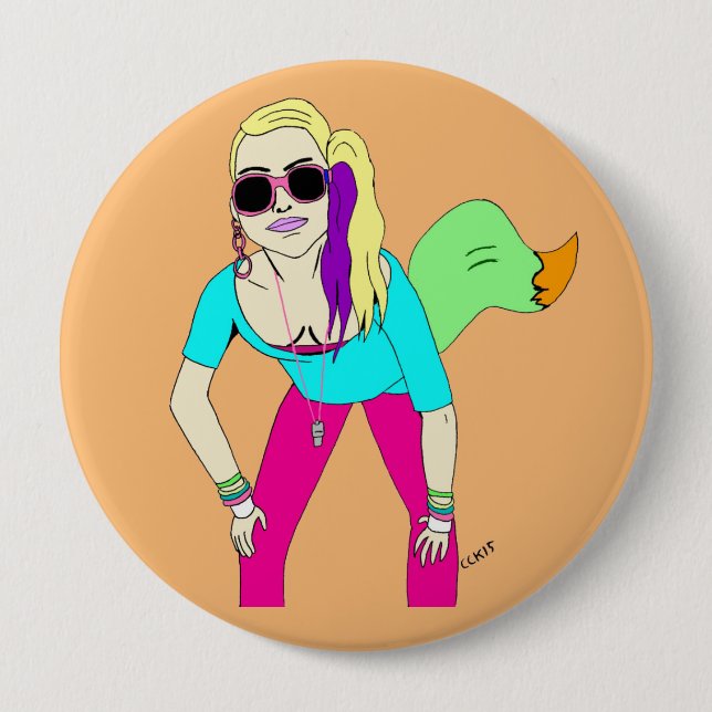 Badge Rond 10 Cm 80s foxy fille (Devant)