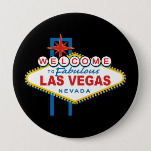 Badge Rond 10 Cm Accueil au signe de Las Vegas