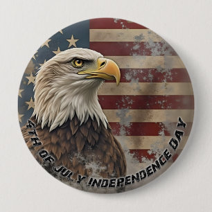 Badge Rond 10 Cm Aigle majestueux et drapeau – Esprit de liberté