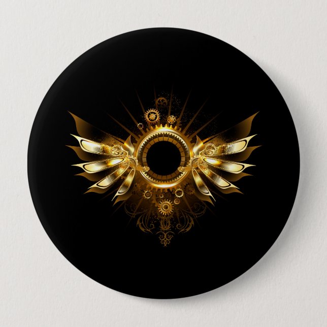 Badge Rond 10 Cm Ailes de Steampunk (Devant)