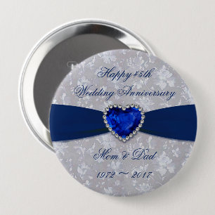 Badge Rond 10 Cm Aimant pour 45e anniversaire de mariage en Damas g