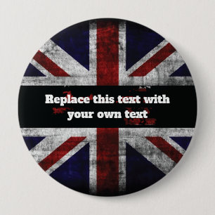 Badge Rond 10 Cm Ajouter du texte sur le drapeau anglais Jeu d'orei