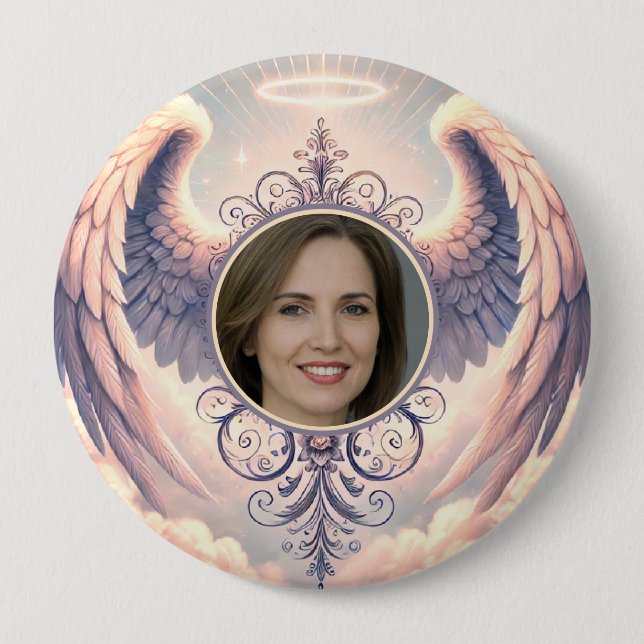 Badge Rond 10 Cm Ajouter Photo Custom Memorial Pastel (Devant)