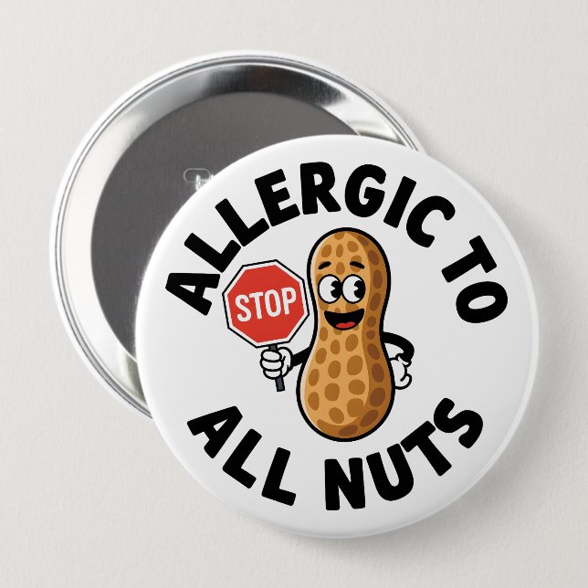 Badge Rond 10 Cm Alerte contre les allergies (Devant & derrière)