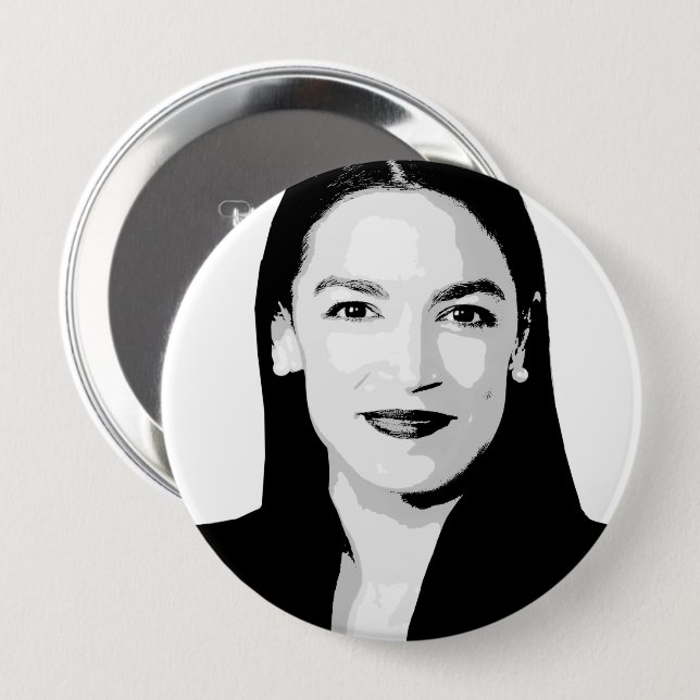 Badge Rond 10 Cm Alexandria Ocasio-Cortez (Devant & derrière)