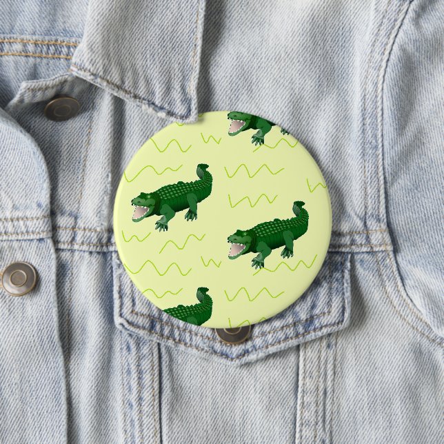 Badge Rond 10 Cm Alligator en jaune (En situation)