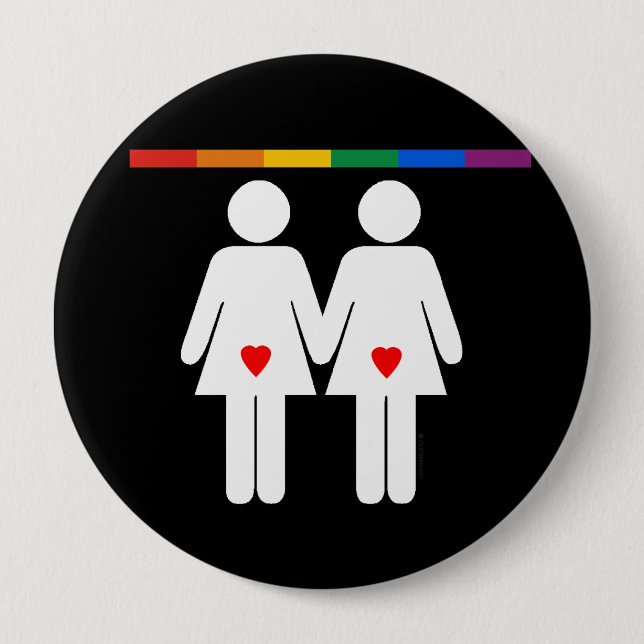 Badge Rond 10 Cm Amants lesbiens - (Devant)
