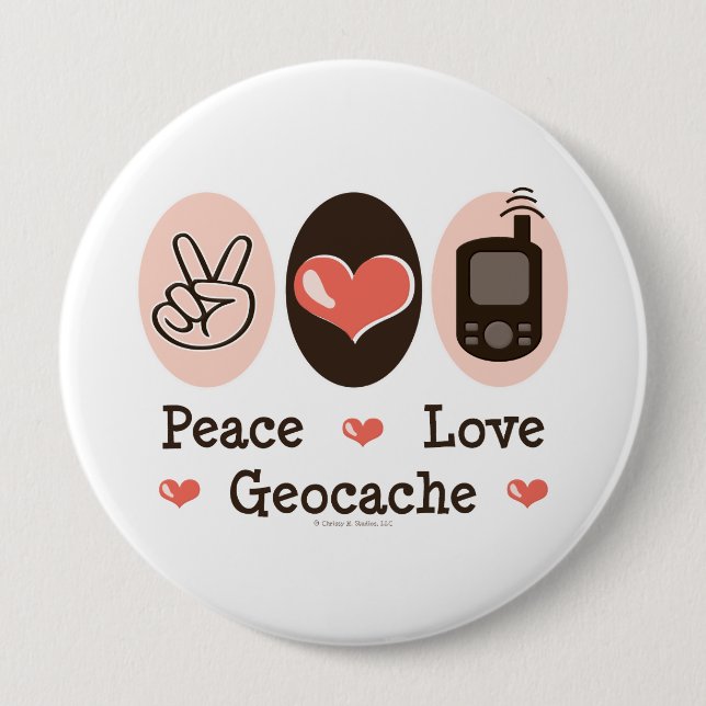 Badge Rond 10 Cm Amour Geocache de paix (Devant)