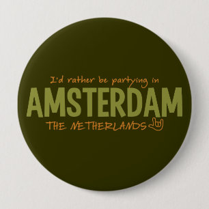 Badge Rond 10 Cm AMSTERDAM touche couleur personnalisée, énorme
