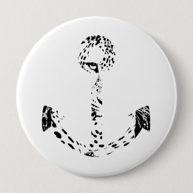 Badge Rond 10 Cm Ancre noire et blanche Art 2 (Devant)