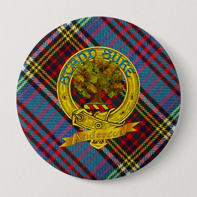 Badge Rond 10 Cm Anderson Clan Tartan & Motif (Devant)