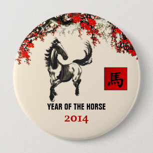 Badge Rond 10 Cm Année chinoise des boutons de cadeau de cheval