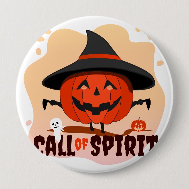 Badge Rond 10 Cm Appel de l'Esprit d'Halloween (Devant)
