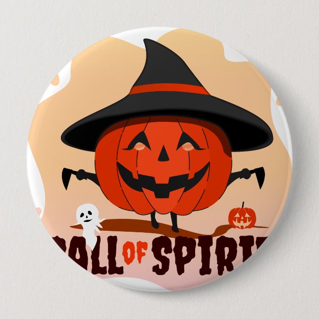 Badge Rond 10 Cm Appel de l'Esprit d'Halloween (Devant)