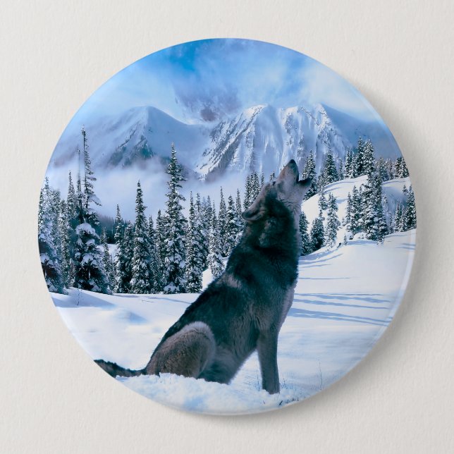 Badge Rond 10 Cm Appel de loup (Devant)