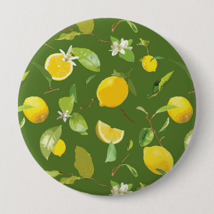 Badge Rond 10 Cm Aquarelle Citron & Feuilles 5