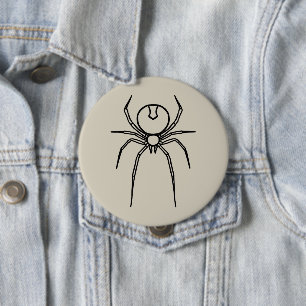 Badge Rond 10 Cm Araignée - Bone White et Bat Black