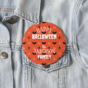 Badge Rond 10 Cm Araignée d'Halloween, chauve-souris et motif de co