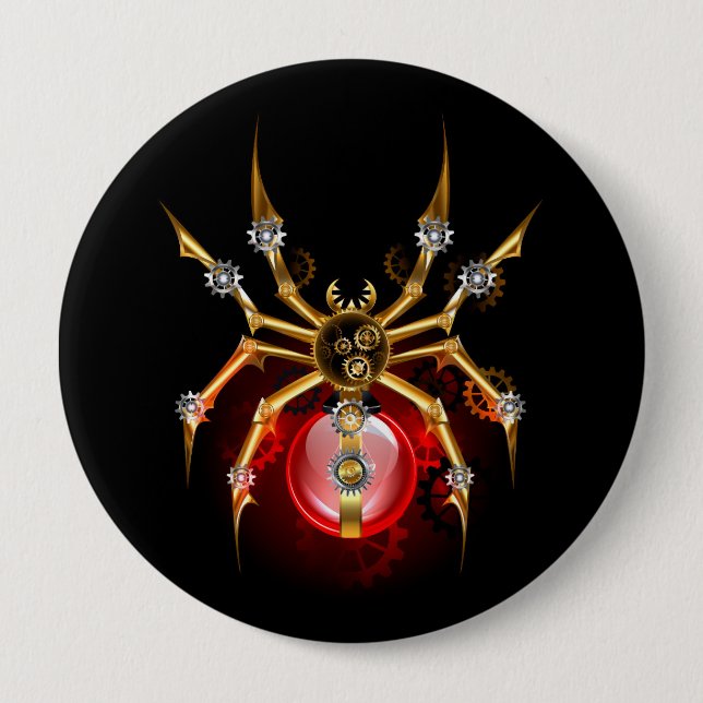 Badge Rond 10 Cm Araignée en vapeur noire (Devant)