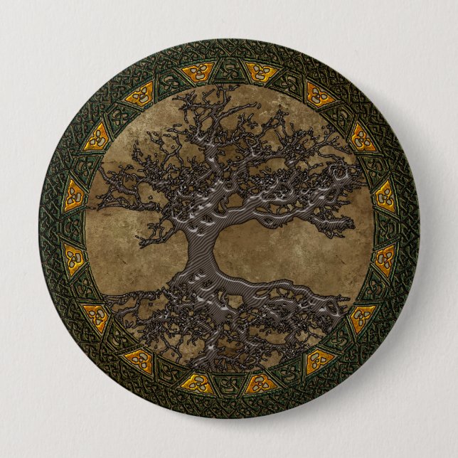 Badge Rond 10 Cm Arbre de vie celtique (Devant)