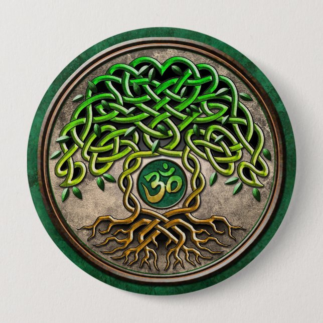 Badge Rond 10 Cm Arbre de yoga de la vie (Devant)