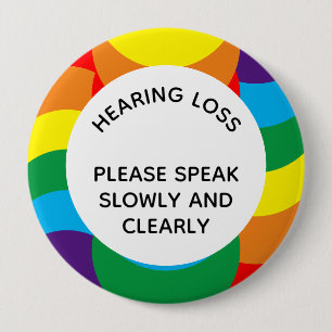 Badge Rond 10 Cm Arc-en-ciel LGBT+ Géométrique Dur auditif 4 pouc