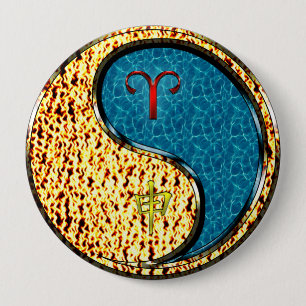 Badge Rond 10 Cm Aries et singe de l'eau