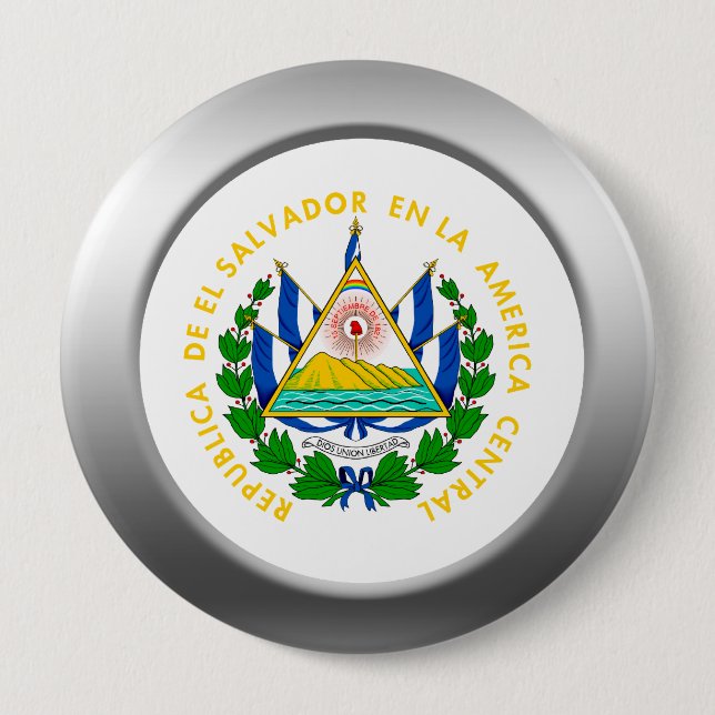 Badge Rond 10 Cm Armoiries d'El Salvador (Devant)