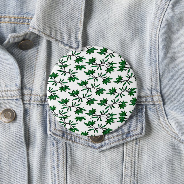 Badge Rond 10 Cm arrière - plan à feuilles spirales (En situation)