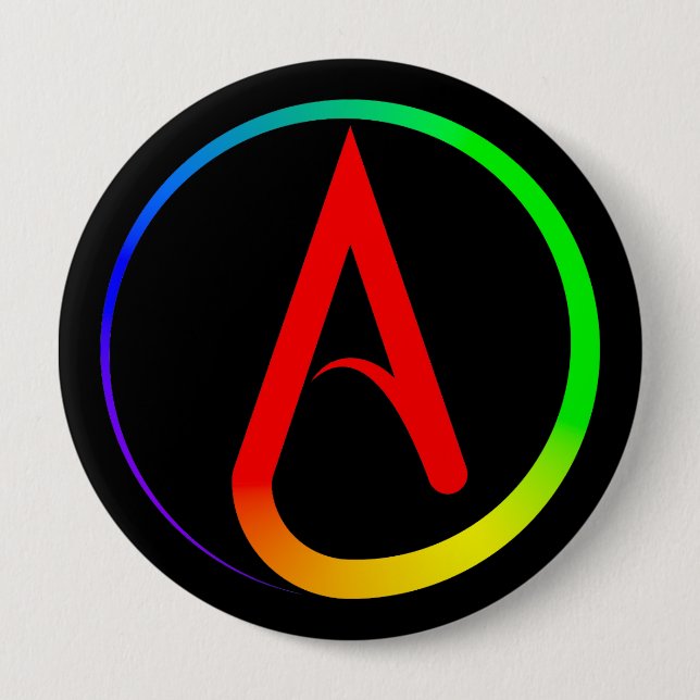 Badge Rond 10 Cm Atheist Symbol Rainbow (Devant)