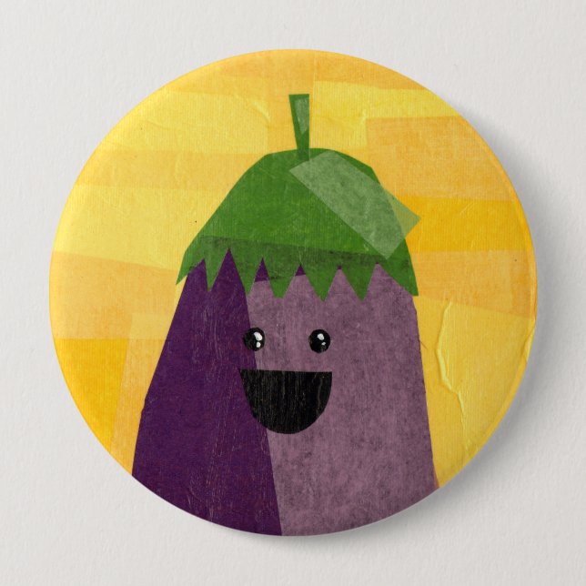 Badge Rond 10 Cm Aubergine ! Vegeta-Bouton (Devant)