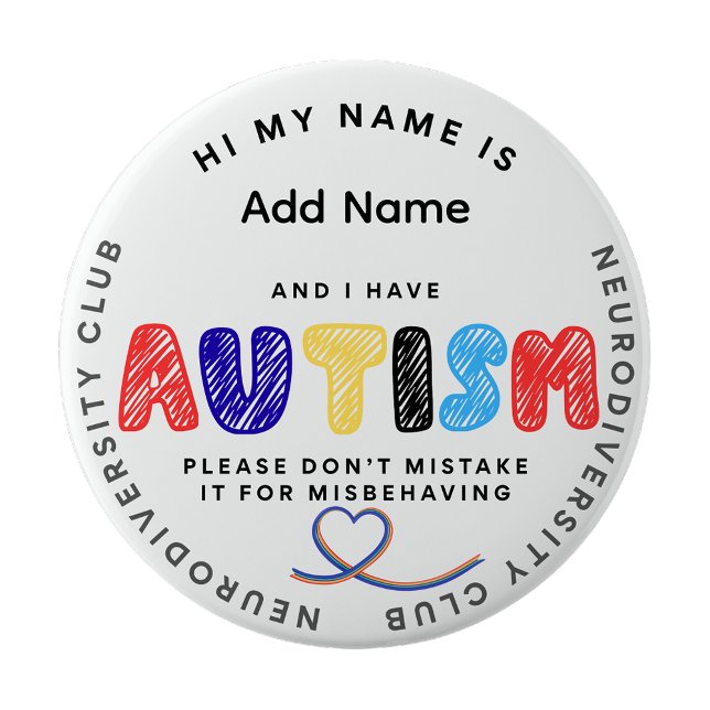 Badge Rond 10 Cm Autism Pin  ID Neurodiversity club (Autism Awareness Pins)