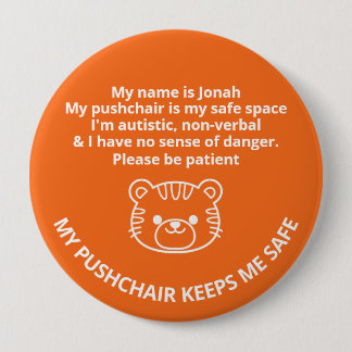 Badge Rond 10 Cm Autiste personnalisé, non-verbal et aucun sens du