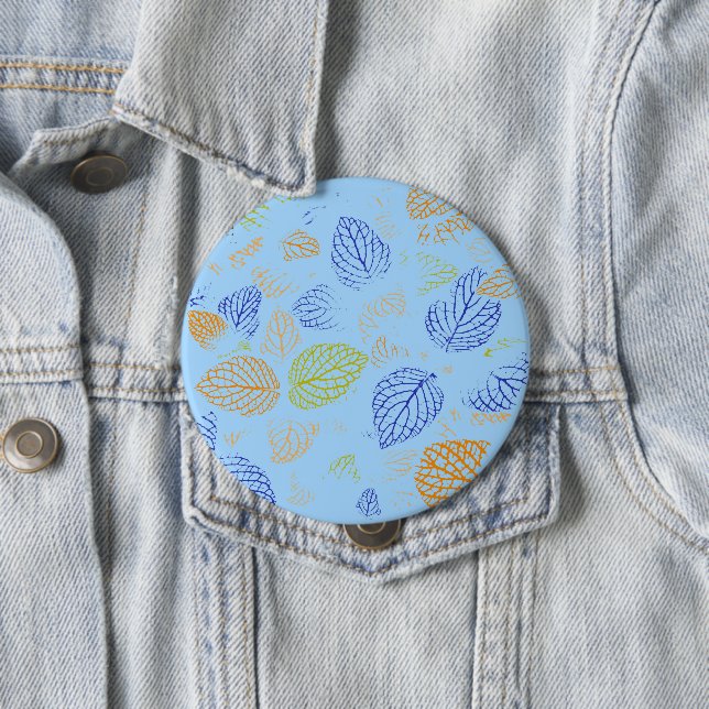 Badge Rond 10 Cm Automne, Motif Feuille 3 (En situation)