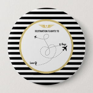 Badge Rond 10 Cm Avion de destination pilote et ailes