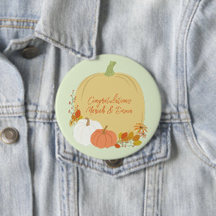 Badge Rond 10 Cm Baby shower Citrouille d'automne