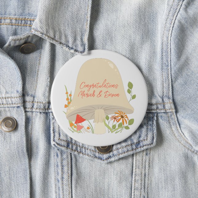 Badge Rond 10 Cm Baby shower de champignons des bois (En situation)