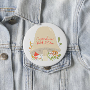 Badge Rond 10 Cm Baby shower de champignons des bois
