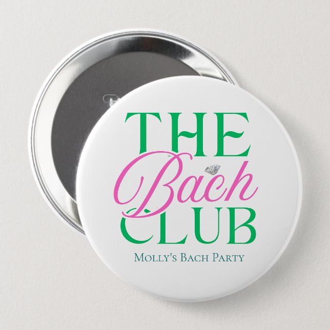 Badge Rond 10 Cm Bach Club Moderne Simple Rose Vert Enterrement de  (Devant & derrière)