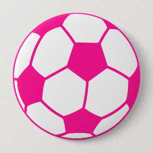Badge Rond 10 Cm Balle de soccer rose chaud