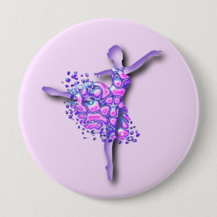 Badge Rond 10 Cm Ballerina Art Purple Dance