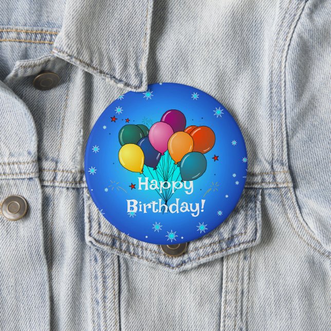 Badge Rond 10 Cm Ballons de célébration d'anniversaire, (En situation)