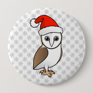 Badge Rond 10 Cm Barn Owl Père Noël
