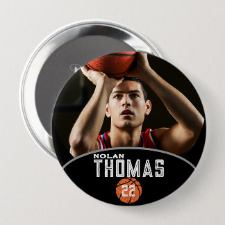 Badge Rond 10 Cm Basketball Player Personalized Picture Name Number