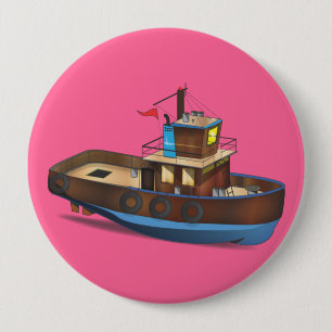 Badge Rond 10 Cm Bateau remorqueur