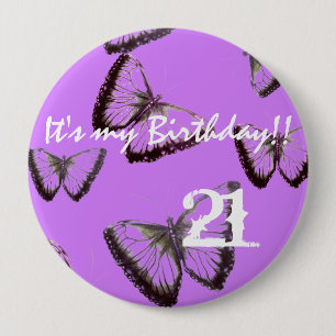 Badge Rond 10 Cm Beau papillon personnalisé C'est mon anniversaire