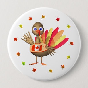 Badge Rond 10 Cm Bébé canadien Thanksgiving Turquie