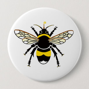 Badge Rond 10 Cm BEE cool - Insecte - jaune et noir