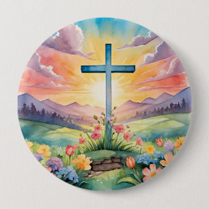 Badge Rond 10 Cm Belle aquarelle de Pâques