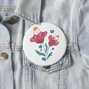 Badge Rond 10 Cm Belles fleurs psychédéliques